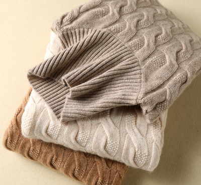 Suéter de Cuello Alto en Cashmere con Tejido Retorcido para Mujer - Image 4