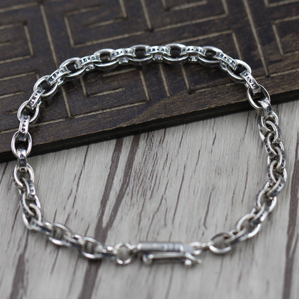 Pulsera de Plata Esterlina 925 con Letras del Alfabeto Inglés