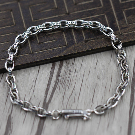 Pulsera de Plata Esterlina 925 con Letras del Alfabeto Inglés