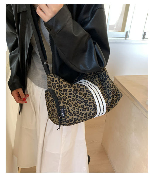 Bolso Mensajero Deportivo Estampado Leopardo Gran Capacidad - Image 35