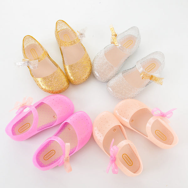 Zapatos Brillantes de Gelatina para Bebé con Moño