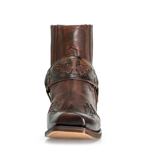 Botas de Equitación para Hombre con Tacón Bajo y Punta Afilada en Encaje Quemado