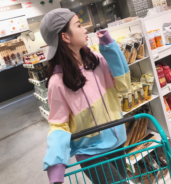 Sudadera con Capucha y Cordones en Colores Pastel - Estilo Universitario Manga Larga para Mujer
