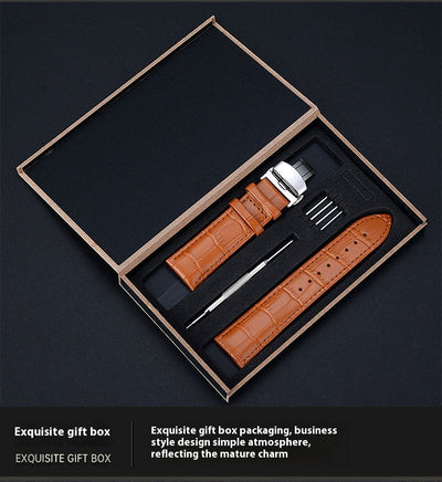 Correa de Reloj de Cuero Genuino con Patrón de Bambú y Cierre Mariposa - Image 20