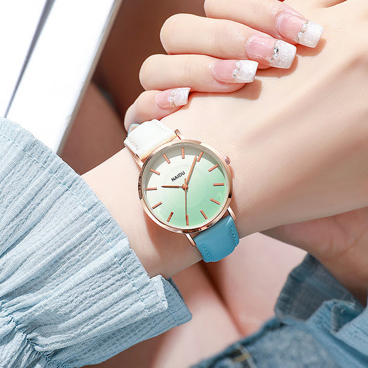 Reloj de Moda Coreana para Mujer con Diseño de Combinación de Colores