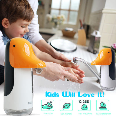 Dispensador Automático de Jabón Espuma Infantil con Sensor - Pingüino Cartoon Recargable USB