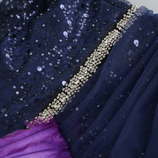 Vestido Tubo Púrpura con Lentejuelas y Costura Irregular Ajustado - Image 17
