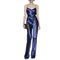 Jumpsuit de Satén Azul Talle Alto con Tirantes
