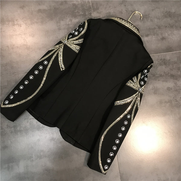 Blazer Dorado con Brillantes - Chaqueta Elegante para Mujer