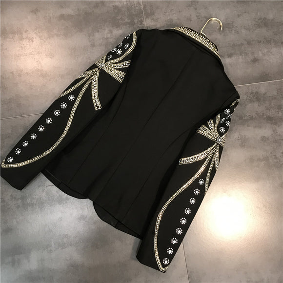 Blazer Dorado con Brillantes - Chaqueta Elegante para Mujer