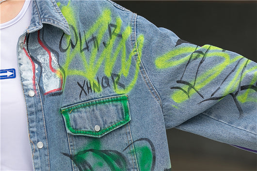 Chaqueta Denim Oversized con Estampado Grafiti para Mujer - Image 4