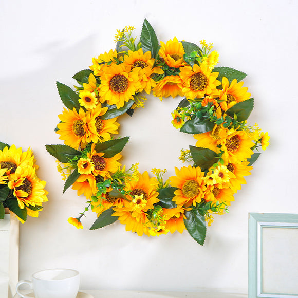 Adorno de Pared Girasol Primavera con Ratán y Madera Rústica