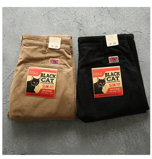 Pantalones Casuales Rectos de Algodón Twill Retro para Hombre - Image 9