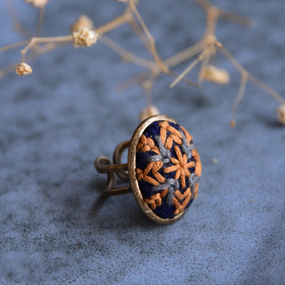Anillo Ovalado con Bordado Artesanal Patrón Vintage - Image 6