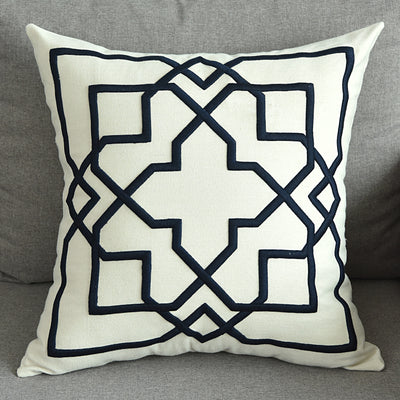 Funda de Almohada Decorativa de Algodón y Lino con Bordado Geométrico - Image 6