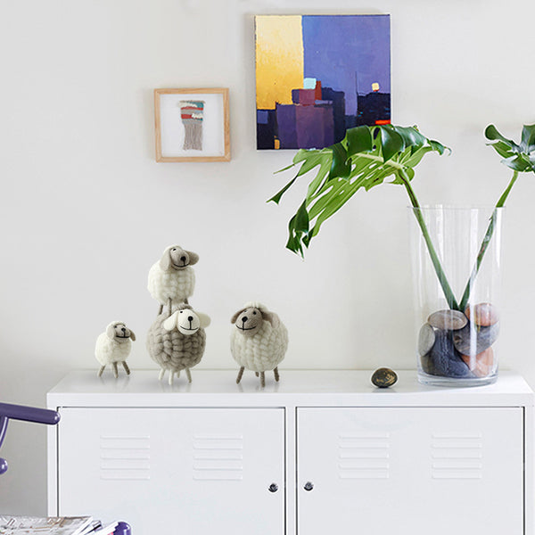 Figuras Decorativas de Fieltro Oveja Miniatura para Fiestas y Decoración del Hogar