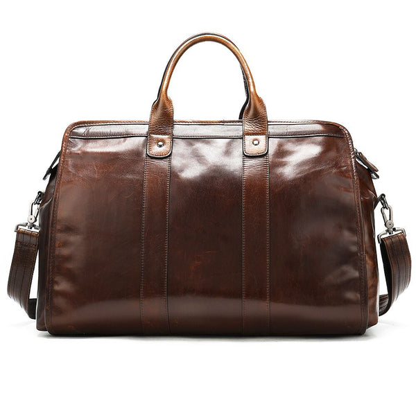 Bolso de Viaje Retro en Cuero Genuino con Gran Capacidad