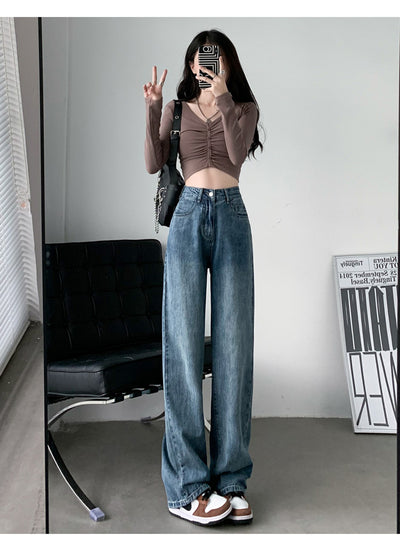 Jeans Acampanados de Talle Alto para Mujer Talla Grande con Efecto Drapeado - Image 9