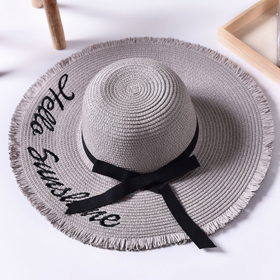 Sombrero de Playa Ancho con Letras Bordadas y Orilla Cruda - Image 10