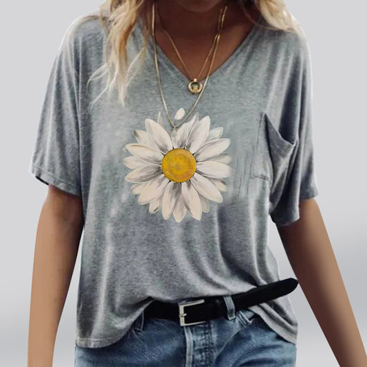 Playera Corta Estampado Girasol para Mujer - Image 5