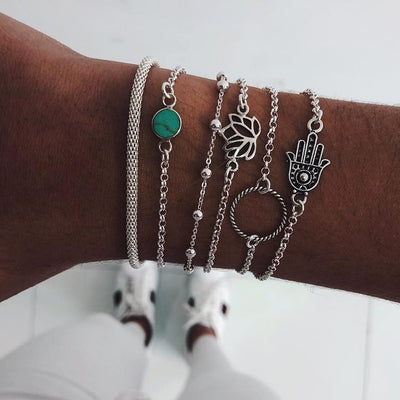 Pulsera de 6 Piezas con Gema Tortuga y Gota de Agua - Image 7