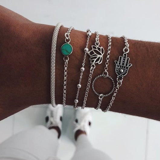 Pulsera de 6 Piezas con Gema Tortuga y Gota de Agua - Image 7