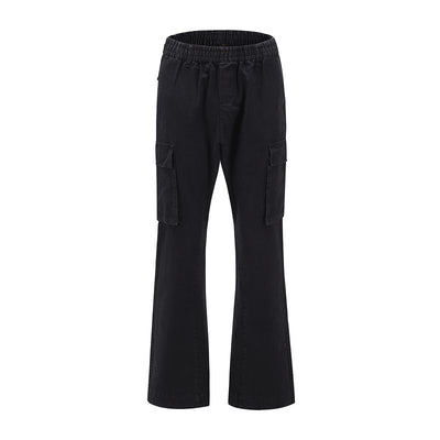 Pantalones Cargo Camuflaje Desgastado con Múltiples Bolsillos y Costuras de Trabajo - Image 3