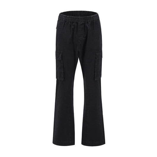 Pantalones Cargo Camuflaje Desgastado con Múltiples Bolsillos y Costuras de Trabajo - Image 3