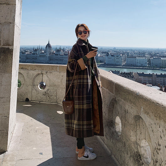 Abrigo de Lana a Cuadros Oversized para Otoño e Invierno - Image 3