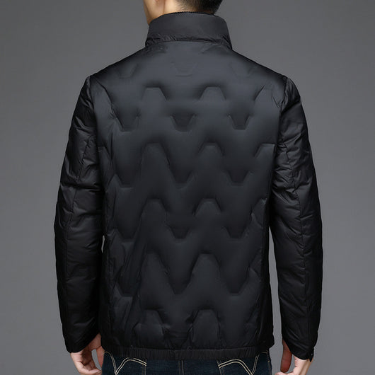 Chaqueta con cuello bajable y letras geométricas en relieve - Image 2