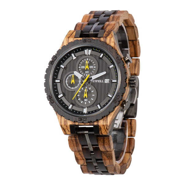 Reloj de Acero y Madera para Hombre - Multifuncional