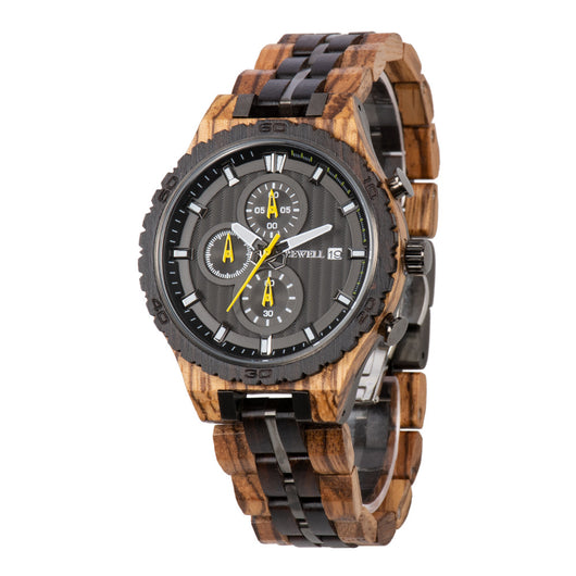 Reloj de Acero y Madera para Hombre - Multifuncional