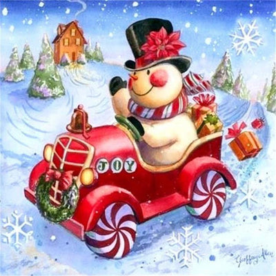 Pintura de Diamantes 5D Navideño - Muñeco de Nieve
