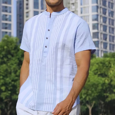 Camisa de Rayas Clásica de Manga Corta para Hombre - Image 5
