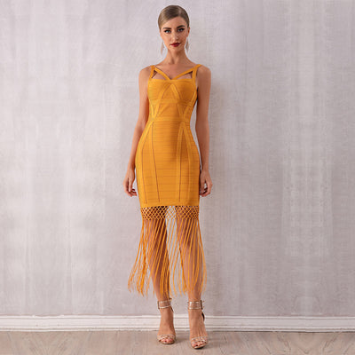 Vestido Bandage con Flecos