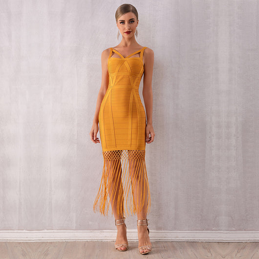 Vestido Bandage con Flecos