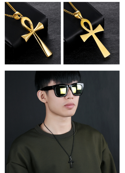 Collar Amuleto Cruz Egipcia Ankh para Hombre en Acero Inoxidable - Image 15