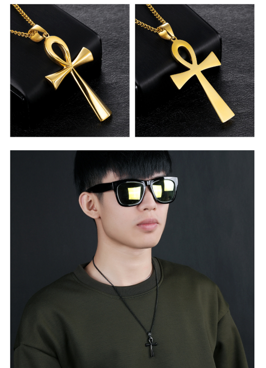 Collar Amuleto Cruz Egipcia Ankh para Hombre en Acero Inoxidable - Image 15