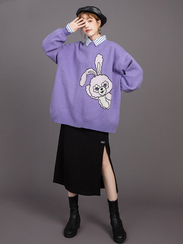 Suéter Jacquard con Estampado Cartoon para Mujer