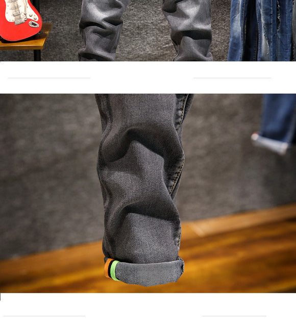 Jeans Slim Fit Elásticos de Corte Recto para Hombre