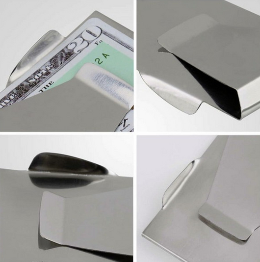 Billetera Clip de Acero Inoxidable - Portador de Tarjetas y Dinero - Image 4