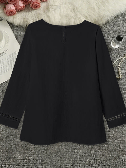 Blusa Semitransparente con Cuello Redondo y Detalles Calados - Image 17