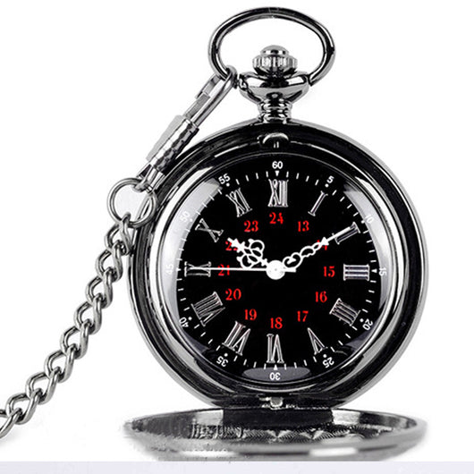 Reloj de Bolsillo Vintage Doble Compartimento Clásico Romano Negro