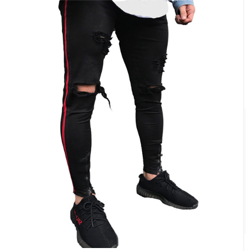 Jeans Skinny Rotos con Franja Lateral - Image 2