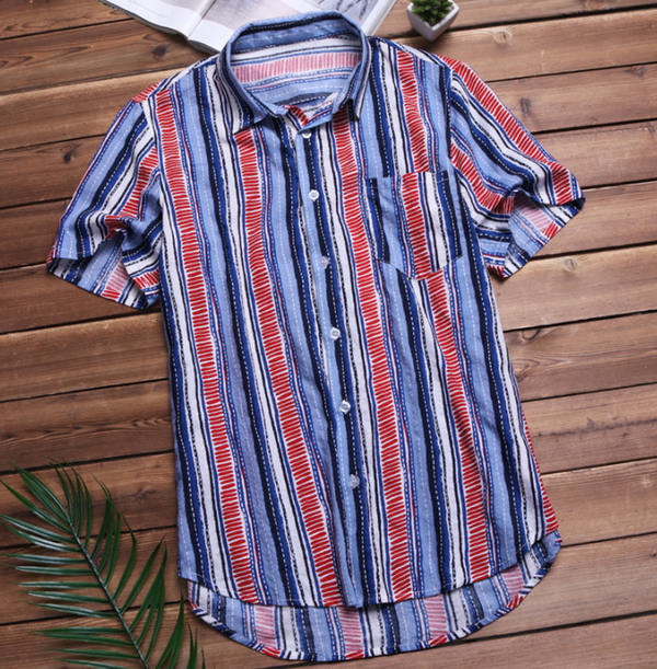 Camisa Casual de Rayas para Hombre - Diseño Verano Moderno