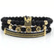 Pulsera de Acero Inoxidable con Corona Incrustada 6mm Acabado Negro Mate