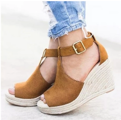 Sandalias de cuña con tejido natural - Image 6
