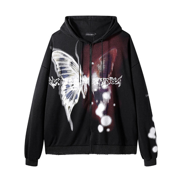 Cardigan Hombre Estampado Mariposas Corte Suelto