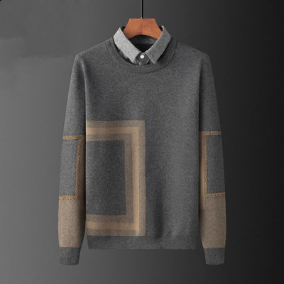 Suéter Falso Dos Piezas para Hombre con Cuello de Camisa - Image 5