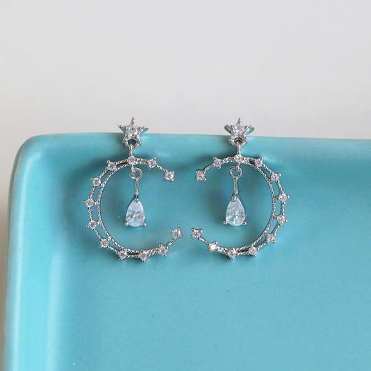 Aretes de Encaje Lunar con Diamantes - Image 4
